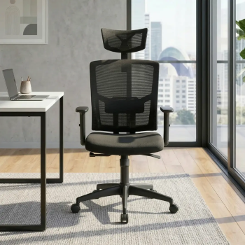 Silla ergonómica Viena con cabezal y respaldo de malla | Laoficinaonline