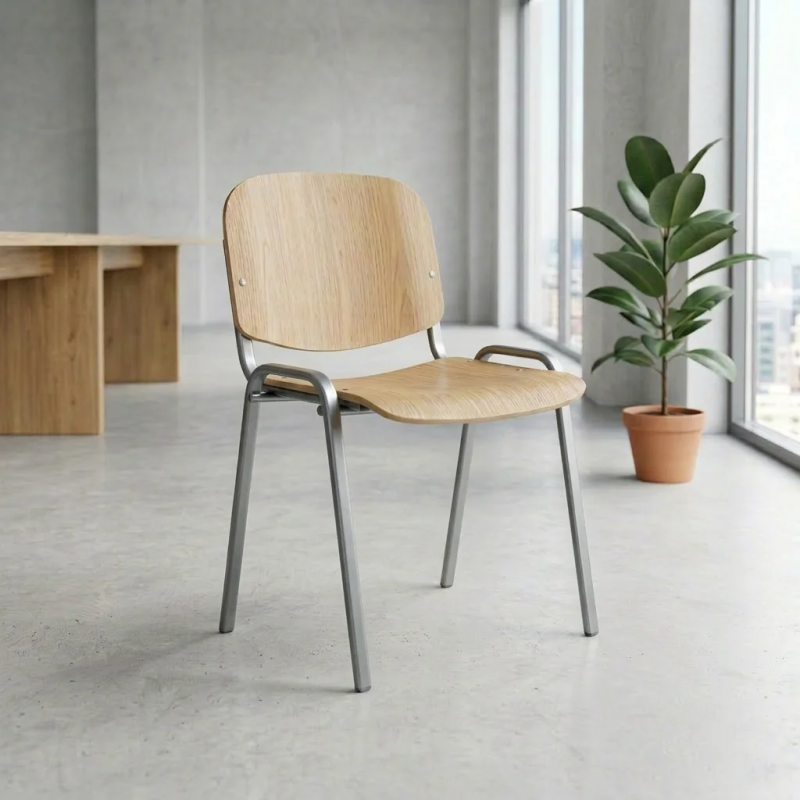 Silla confidente de madera Fissa apilable | Laoficinaonline