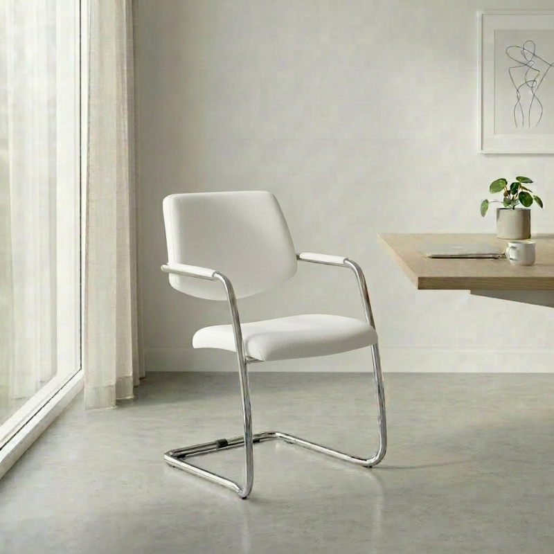 Silla confidente tapizada base patín Eva | Laoficinaonline