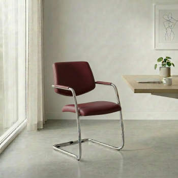 Silla confidente tapizada base patín Eva | Laoficinaonline