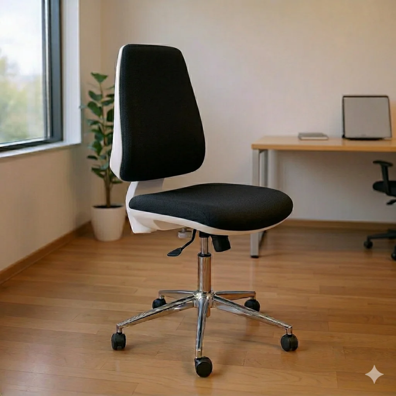 Silla blanca de escritorio Equis con contacto permanente | Laoficinaonline