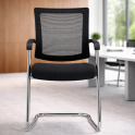 Silla confidente Dallas de malla con base patín cromada | Laoficinaonline