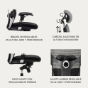 Silla ergonómica Boston 24h con cabezal y soporte lumbar | Laoficinaonline