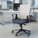 Silla Polo con brazos fijos y respaldo de malla | Laoficinaonline