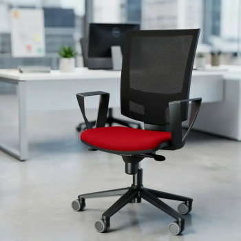 Silla Polo con brazos fijos y respaldo de malla | Laoficinaonline