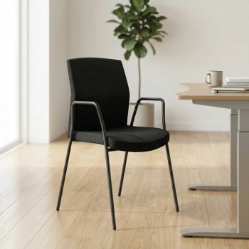 Silla confidente Class con respaldo medio negro o cromado | Laoficinaonline.es