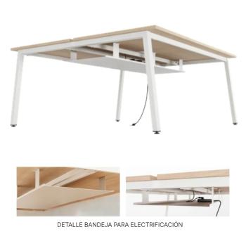 Bandeja pasacables metálica para mesas coworking y bench | Laoficinaonline