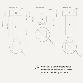 Jardinera Verissimo de aluminio para oficinas y espacios contract | Laoficinaonline