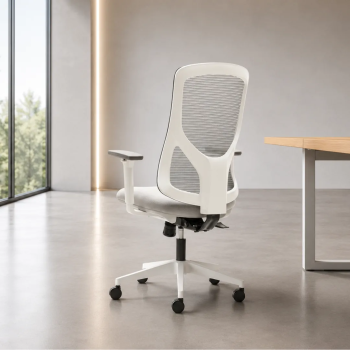 Silla ergonómica Nantes blanca con respaldo de malla | Laoficinaonline