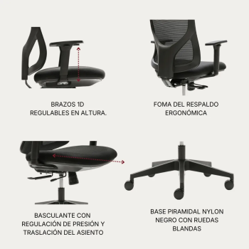 Silla ergonómica Nantes negra EN 1335 | Laoficinaonline