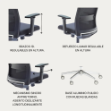 Silla ergonómica XXL Niza negra para personas de hasta 120 kg. UNE EN 1335 | Laoficinaonline