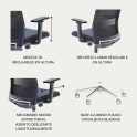 Silla ergonómica XXL Niza negra con cabezal. Norma UNE EN 1335 | Laoficinaonline
