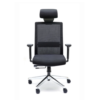 Silla ergonómica XXL Niza negra con cabezal. Norma UNE EN 1335 | Laoficinaonline