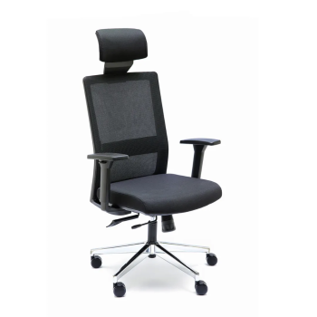 Silla ergonómica XXL Niza negra con cabezal. Norma UNE EN 1335 | Laoficinaonline