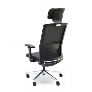 Silla ergonómica XXL Niza negra con cabezal. Norma UNE EN 1335 | Laoficinaonline