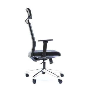 Silla ergonómica XXL Niza negra con cabezal. Norma UNE EN 1335 | Laoficinaonline
