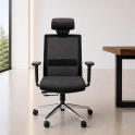 Silla ergonómica XXL Niza negra con cabezal. Norma UNE EN 1335 | Laoficinaonline