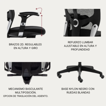 Silla ergonómica Boston para uso intensivo 24 horas | Laoficinaonline