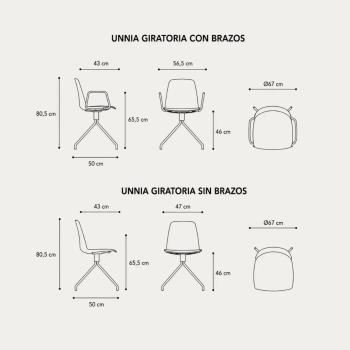Silla Unnia Base Piramidal Giratoria de Inclass | Laoficinaonline
