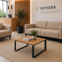 Mesa de centro para sala de espera con tapa de madera y estructura metalica MPL de Intacor