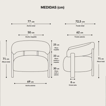 Butaca Minala de diseño con estructura de madera | Laoficinaonline