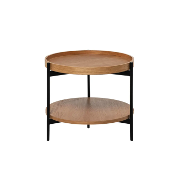 Mesa de centro Dyda redonda con tapa de roble | Laoficinaonline