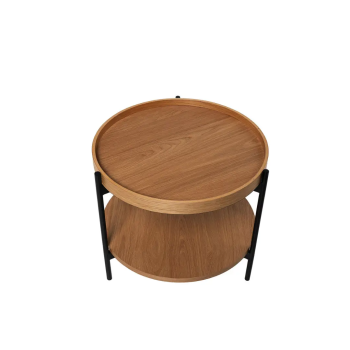 Mesa de centro Dyda redonda con tapa de roble | Laoficinaonline