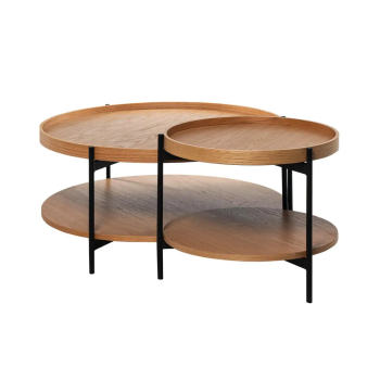 Mesa de centro Dyda redonda con tapa de roble | Laoficinaonline