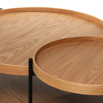 Mesa de centro Dyda redonda con tapa de roble | Laoficinaonline