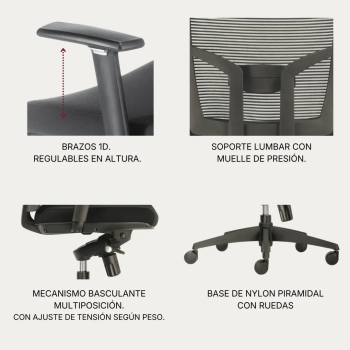 Silla ergonómica Chicago de malla para oficina | Laoficinaonline