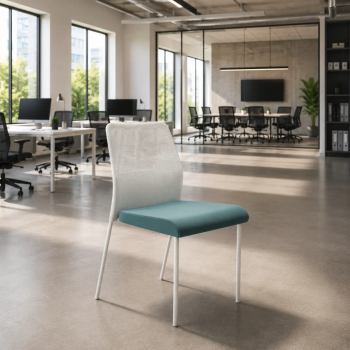 Silla fija Fram con respaldo de malla y asiento tapizado | Laoficinaonline