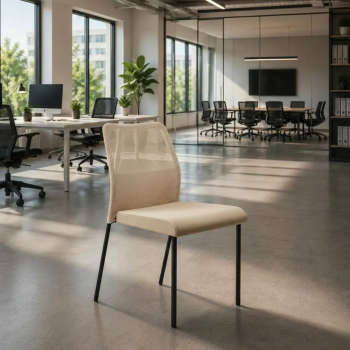 Silla fija Fram con respaldo de malla y asiento tapizado | Laoficinaonline