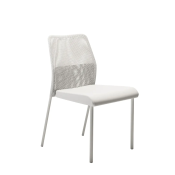 Silla fija Fram con respaldo de malla y asiento tapizado | Laoficinaonline