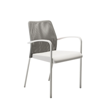 Silla fija Fram con respaldo de malla y asiento tapizado | Laoficinaonline