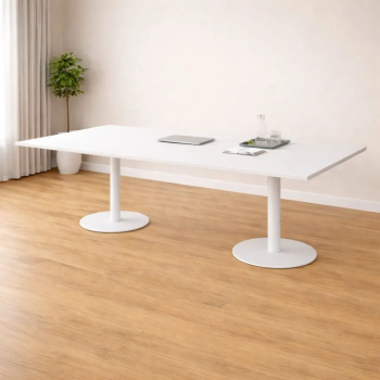 Mesa de reunión rectangular EURO con base cilíndrica | Laoficinaonline