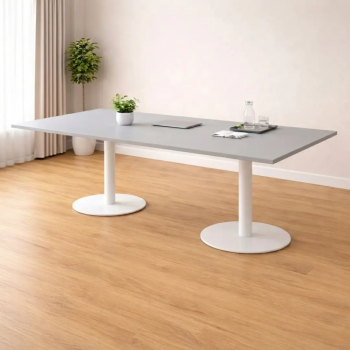 Mesa de reunión rectangular EURO con base cilíndrica | Laoficinaonline