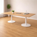 Mesa de reunión rectangular EURO con base cilíndrica | Laoficinaonline
