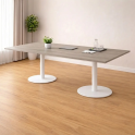 Mesa de reunión rectangular EURO con base cilíndrica | Laoficinaonline