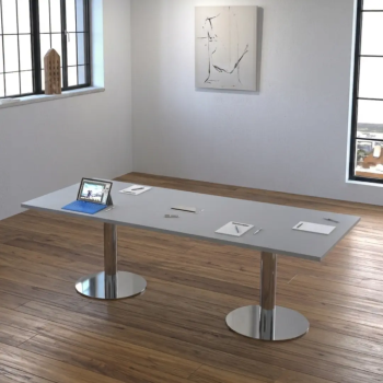 Mesa de reunión rectangular EURO con base cilíndrica | Laoficinaonline