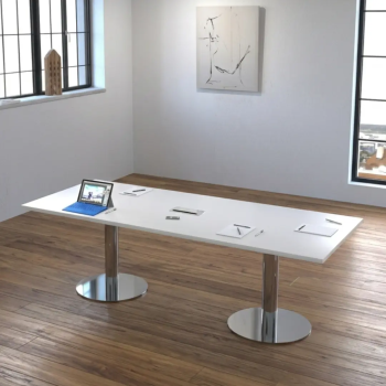 Mesa de reunión rectangular EURO con base cilíndrica | Laoficinaonline