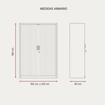 Armario metálico monoblock de persiana 160 cm | Laoficinaonline