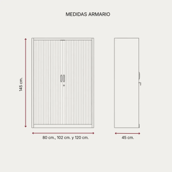Armario metálico de persiana 145 cm monoblock | Laoficinaonline