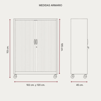 Armario metálico con ruedas y persiana 113 cm | Laoficinaonline
