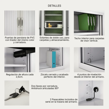 Armario metálico con ruedas y persiana 113 cm | Laoficinaonline