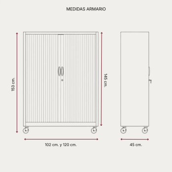 Armario metálico con ruedas y persiana 153 cm | Laoficinaonline