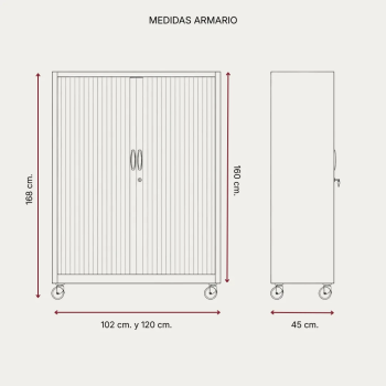 Armario metálico con ruedas y persiana 168 cm | Laoficinaonline