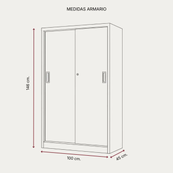 Armario metálico puertas correderas 146x100 cm | Laoficinaonline
