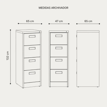 Archivador metálico de 4 cajones para carpetas colgantes | Laoficinaonline