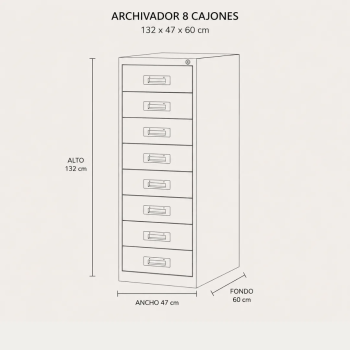 Archivador para fichas de 8 cajones dobles | Laoficinaonline
