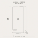 Armario metálico puertas abatibles 180x100x45 cm | Laoficinaonline